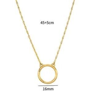 Gold Stainless Steel Circle Snap Clasp Necklace Minimalist Round Link Chain